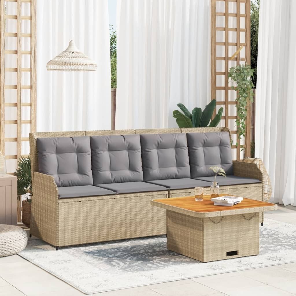 3-tlg. Garten-Lounge-Set mit Kissen Beige Poly Rattan, Gartenmöbel-Sets 2024 Neu Design Möbel