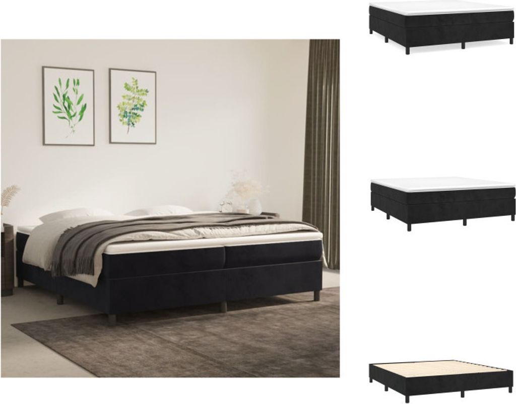 vidaXL Boxspringbett Schwarz 200x200 cm Samt - Betten & Bettgestelle