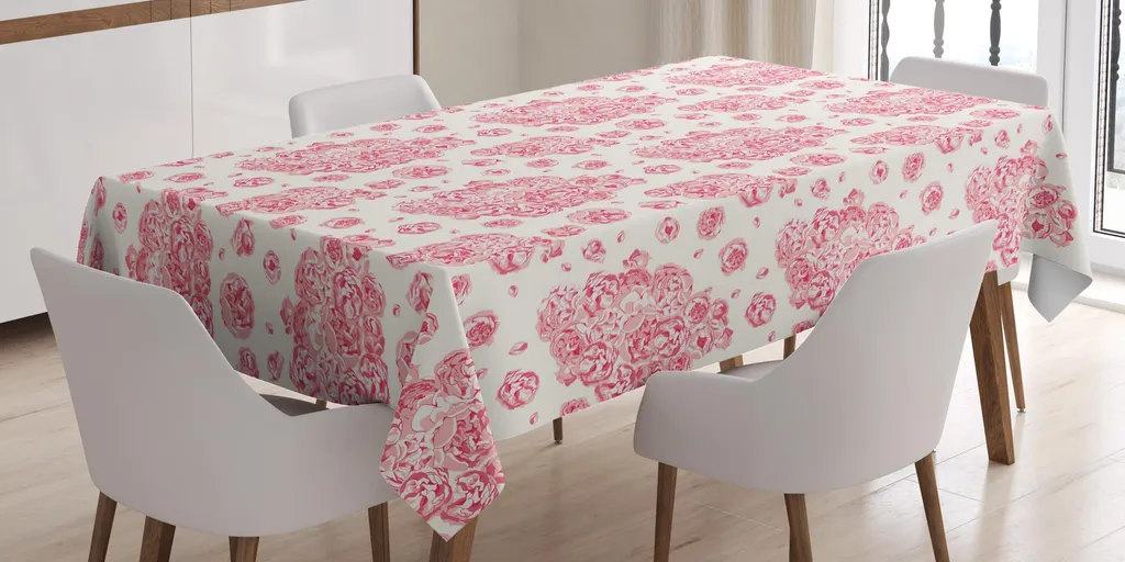 Tovaglia Rettangolare Floreale Impermeabile, Stile Shabby Chic, Rosa, 150x200 Cm, Per Cucina E Picnic