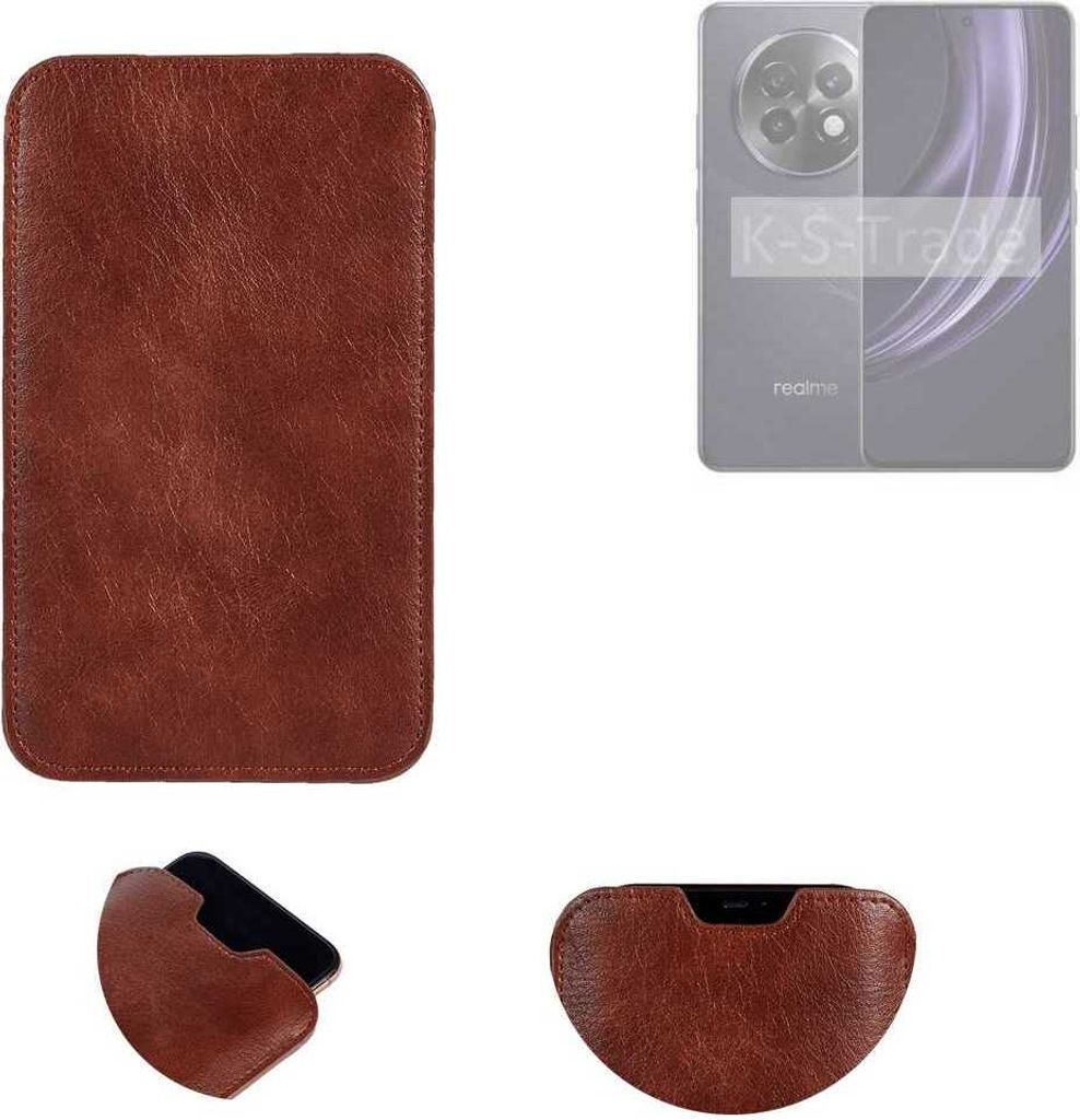 K-S-Trade Schutzhülle Handyhülle kompatibel mit Realme 13+ 5G Handytasche Kunstleder Sleeve in braun