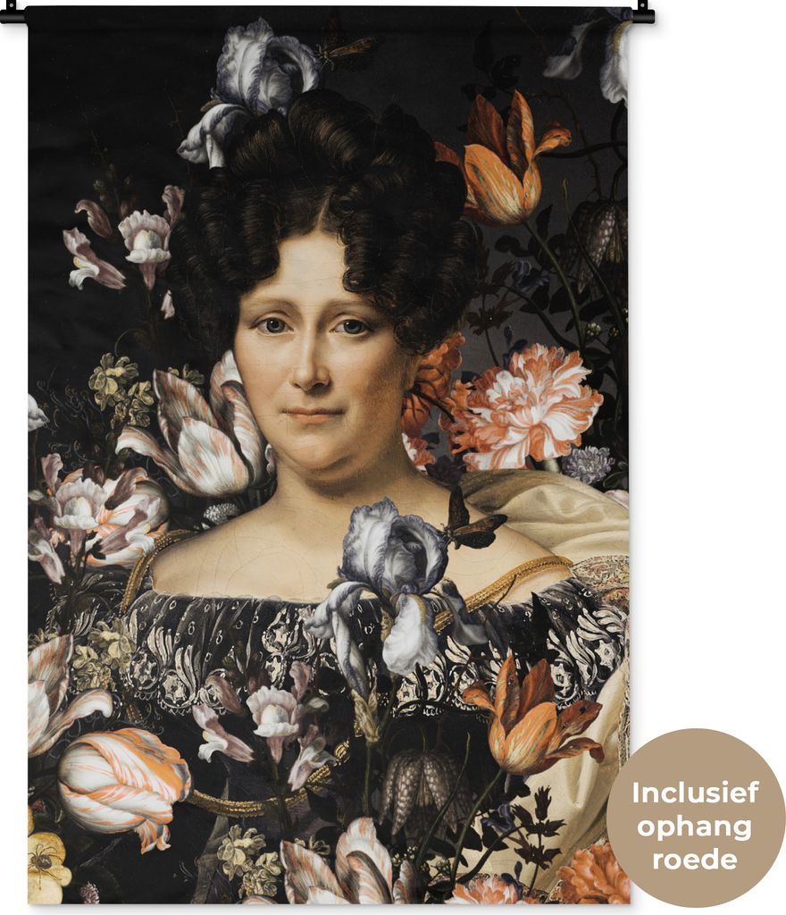 MuchoWow Wandteppich Wandbehang Johanna Henriette Engelen - Dubois Drahonet - Blumen 90x135 cm Tapisserie Dekoration Wandtuch - Baumwolle - Wands...