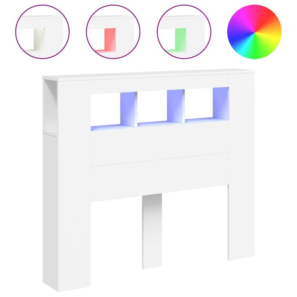 vidaXL Tête de lit LED Blanc 120x18,5x103,5 cm Bois Image du produit 