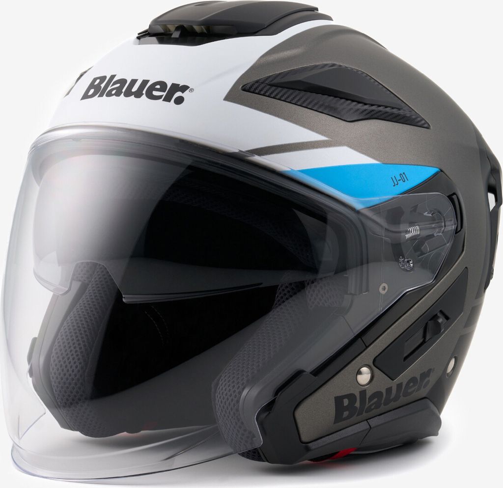Blauer JJ-01 Jethelm, grau matt/blau, S (54/56)