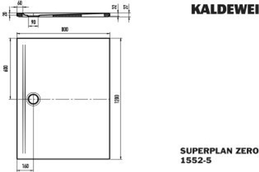 Kaldewei 355247983664 DW SUPERPLAN ZERO Mod.1552-5, 800 x