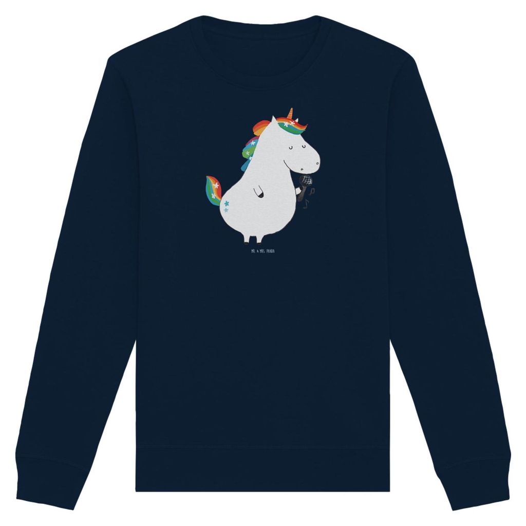 Mr. & Mrs. Panda Baumwoll Pullover Einhorn Sänger Größe L - French Navy - Geschenk, Geburtstag, Rundhals, Sängerin, Sweatshirt, Sweater, Unicor...