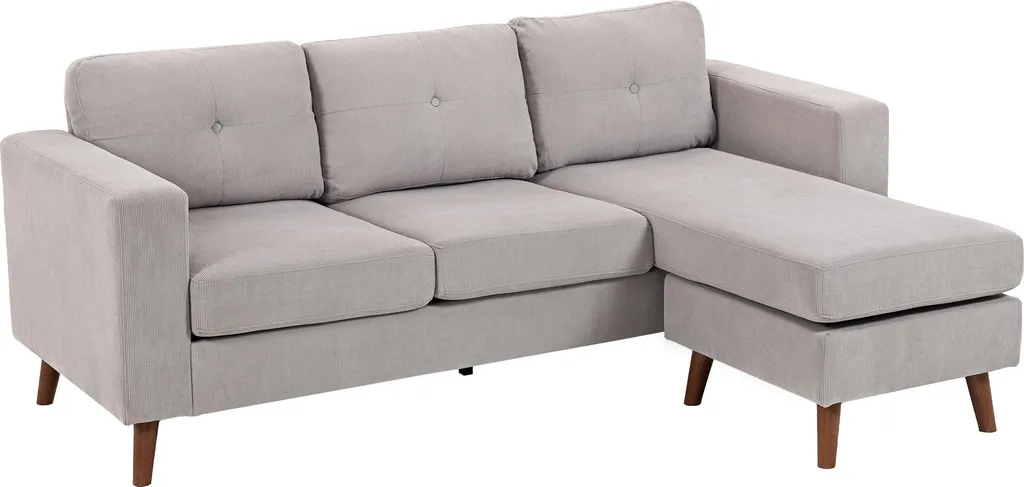 Canapé d'angle réversible HOMCOM en velours côtelé gris clair 192 cm