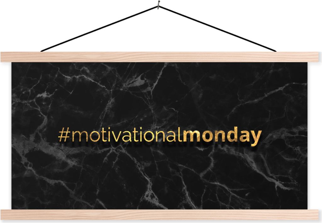 MuchoWow Textilposter Zitate - Motivation - Gold - Marmor 60x30 cm mit holzfarbenen Rahmen - Dekoration