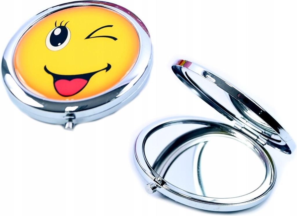 Taschenspiegel Gelb Smiley 7cm - Kosmetikspiegel Doppelseitig Lustige Emojis