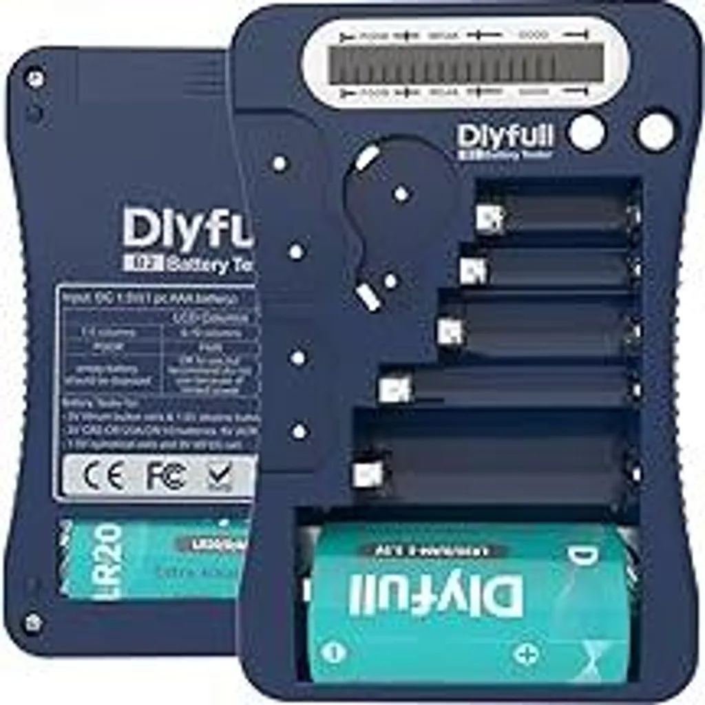 Dlyfull Tester Batterie Universale LCD Blu - Per AA AAA 9V e Bottoni