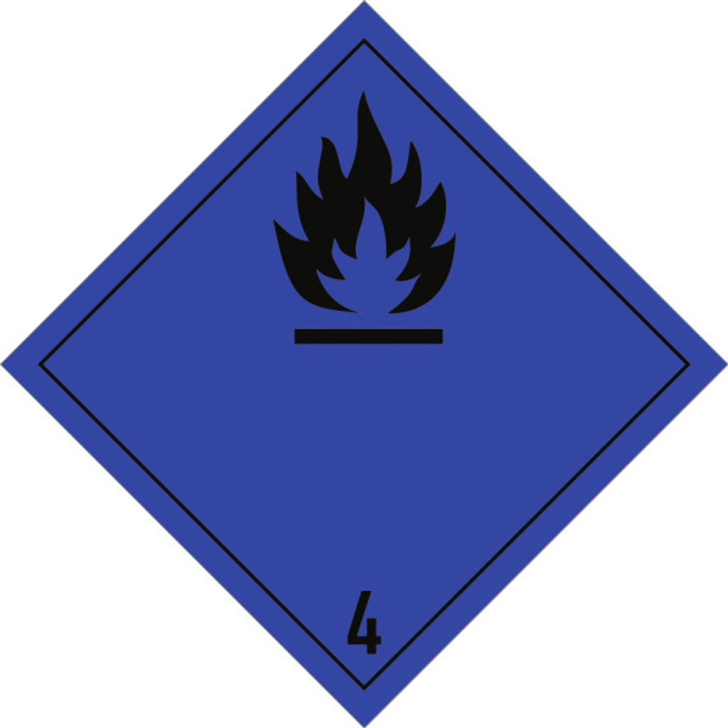 Gefahrzettel Klasse 4.3, Folie, 100x100 mm, 1000 Stück/Rolle