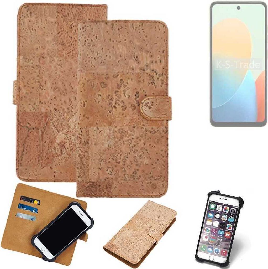 K-S-Trade Hülle kompatibel mit Tecno Pop 8 Kork Handyhülle Cover Schutzhülle TPU Case Bumper in Hellbraun, (1x)