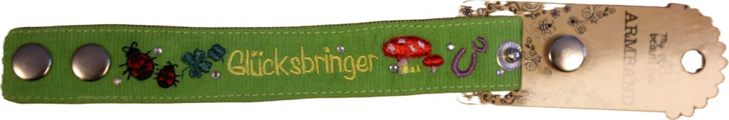 Sheepworld - 42578 - Armband, Glücksbringer, Baumwolle, mit Druckknöpfen, 20cm x 2,5cm, grün