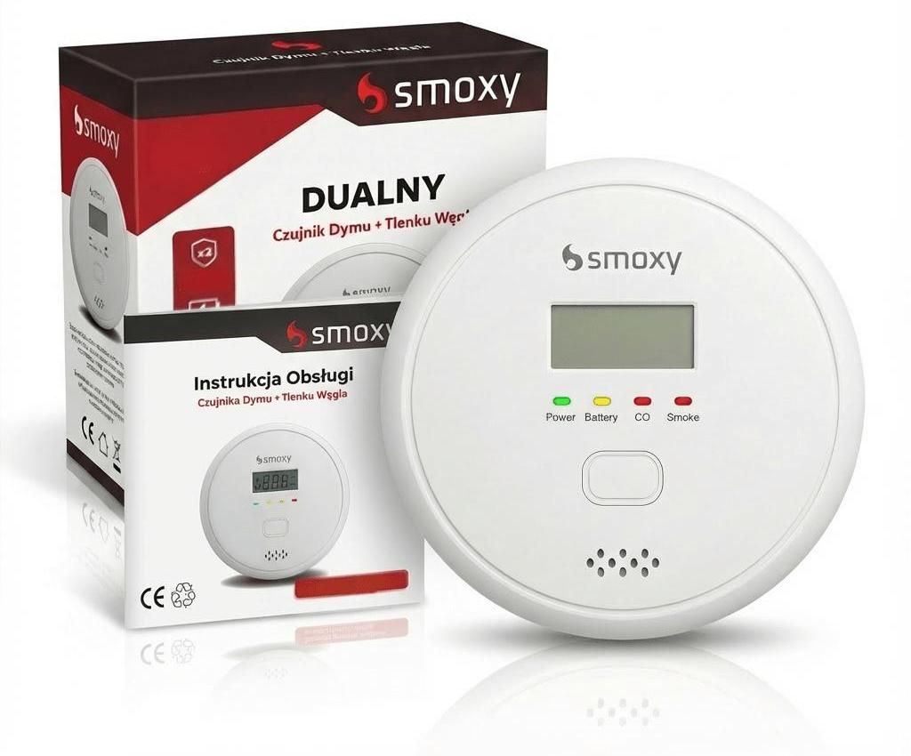 Czujnik dymu i czadu 2w1 z wyświetlaczem LCD, detektor CO i Zdjęcie produktu 