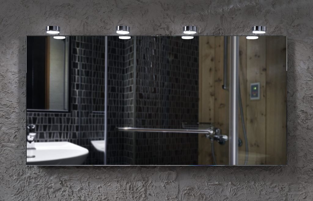 Cotnar LED Leuchtspiegel Beleuchteter Badspiegel Mit Steilfacette in 5mm Stärke und 4 Lampen - 120x60cm