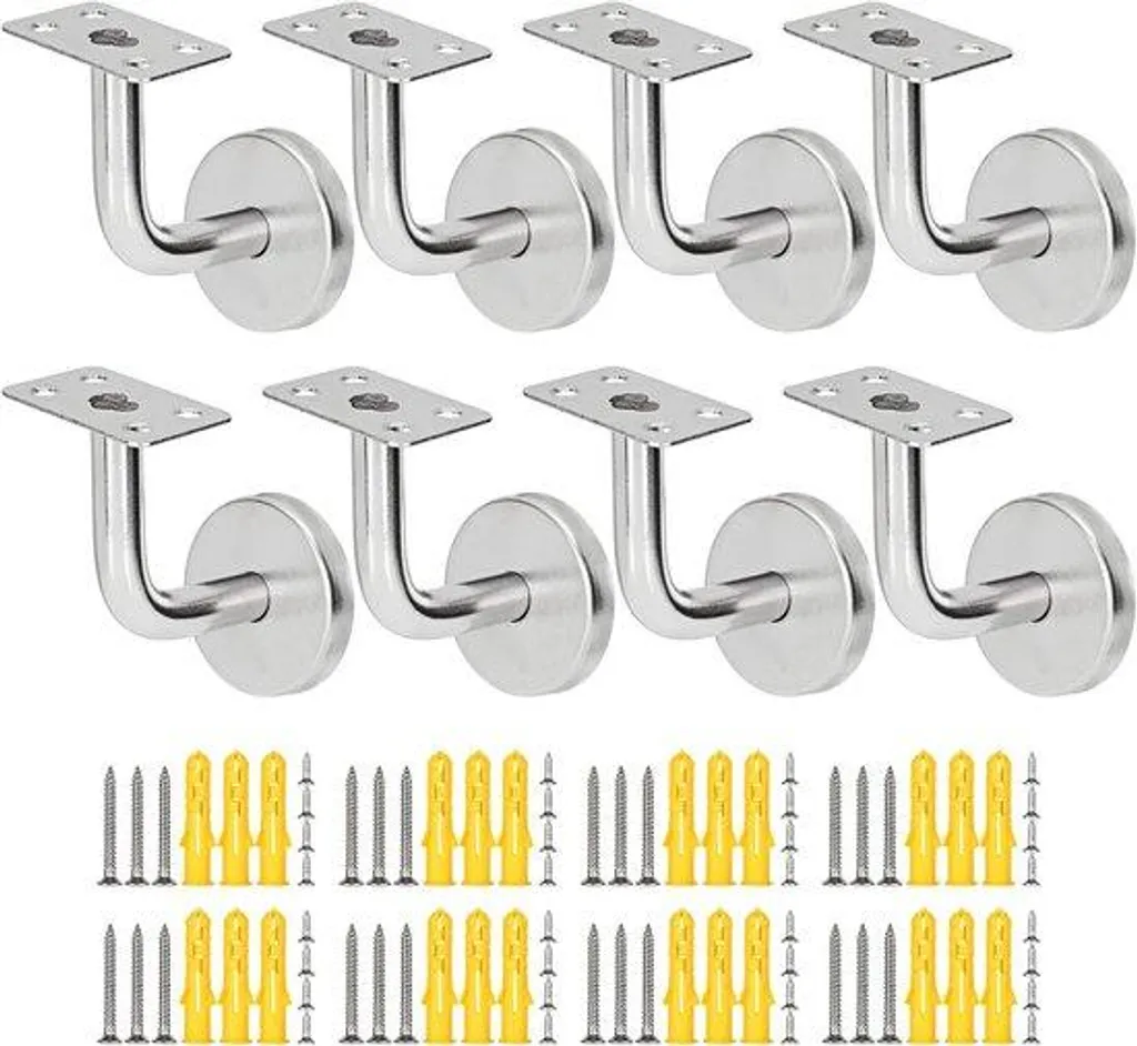 Supports main courante en acier inox argenté haute qualité pack de 8 pcs