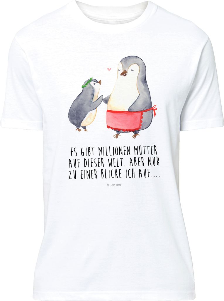 Mr. & Mrs. Panda S T-Shirt Pinguin mit Kind - Weiß - Geschenk, Mutter, Basic-Shirt, Tshirt, Shirt, Vorbild Mama, Lustiges, Mom, Muttertag