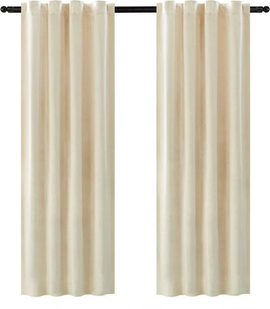 Rideau occultant thermique beige 140 x 245 cm tissu isolant luxe