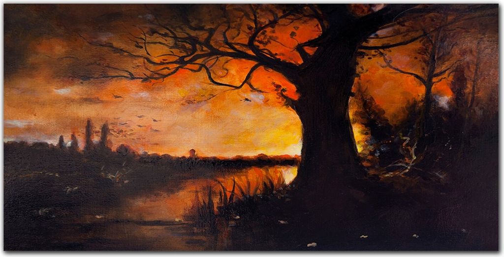 Coloray - Bild aus Glas - Glasbilder - 100 x 50 cm - Glasblock mit Bild Gehärtetes Glas Wohnzimmer Küche Dekoration Wanddekoration - Baumlandschaft