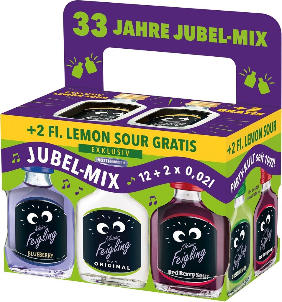 A product packaging box for a mix of alcoholic shots.