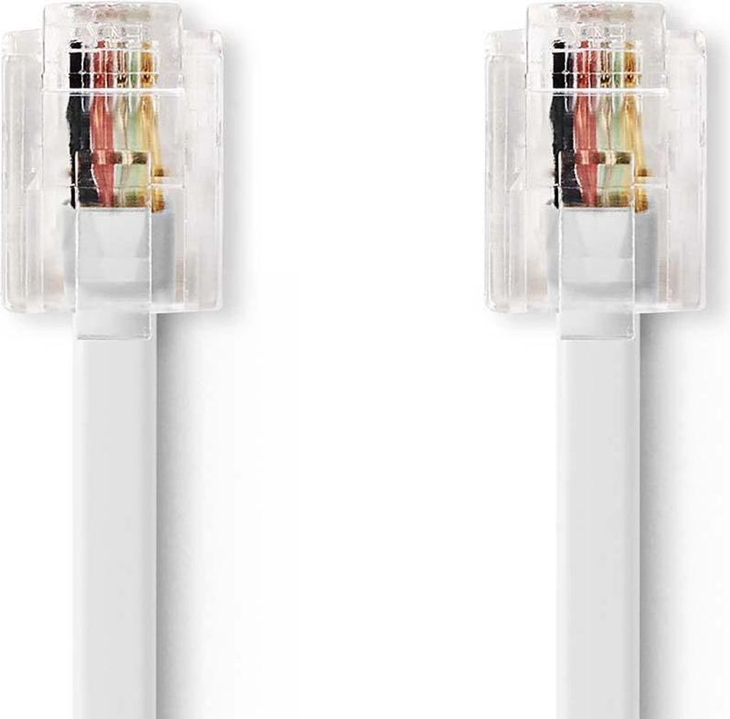 Nedis Telefonkabel - RJ11 Stecker - RJ11 Stecker - 5.00 m - Kabeldesign: Flach - Kabeltyp: RJ11 - Transparent / Weiss