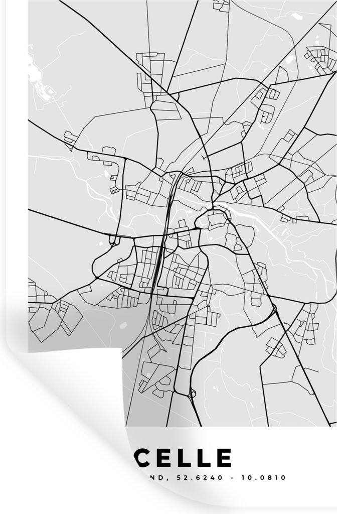 MuchoWow Wandtattoo Wandsticker Wandaufkleber Deutschland - Stadtplan - Karte - Celle 80x120 cm Selbstklebend und Repositionierbar - Repositionie...