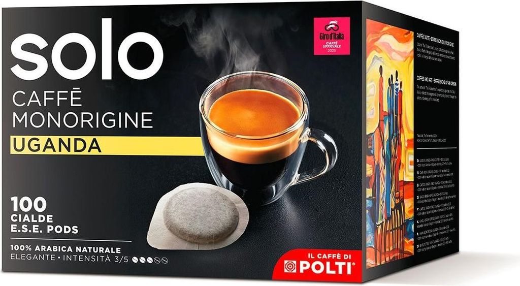 Set von 100 Beuteln E.S.E. Kaffee SOLO Caffè Monorigine Uganda für Polti Kaffeemaschinen