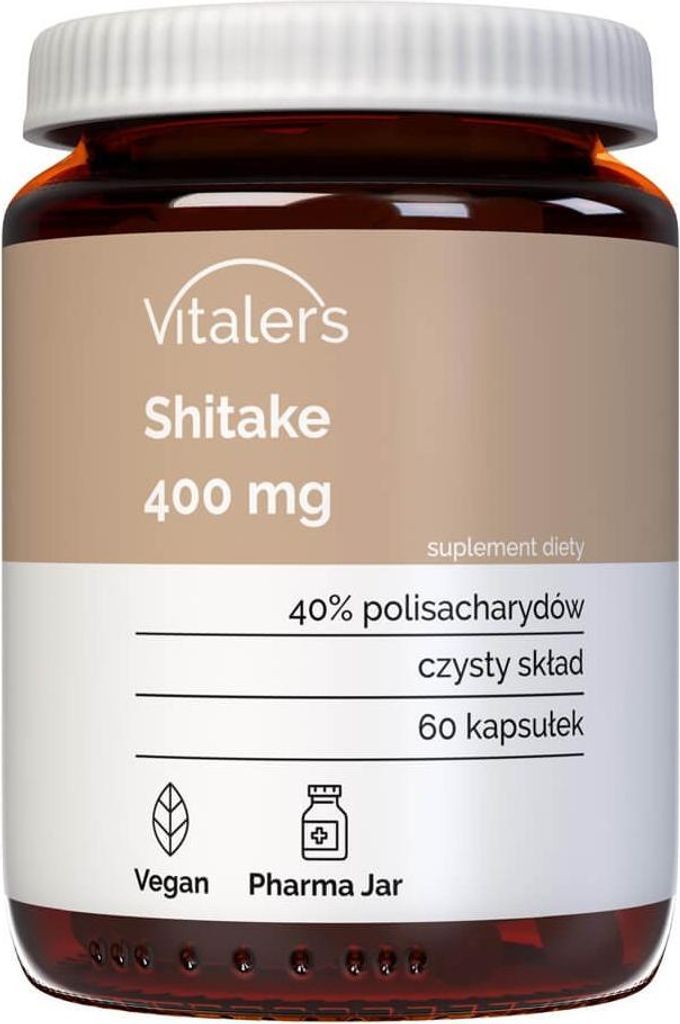 Vitaler's Shitake 400 mg - 60 Kapseln, Vegan, 2 Monate Nahrungsergänzung, ohne Konservierungsstoffe, reine Zusammensetzung