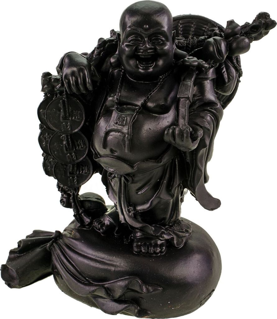 Dunkelbraune Buddha Figur 17cm - Polyresin Dekofigur für Meditation Zen Skulptur