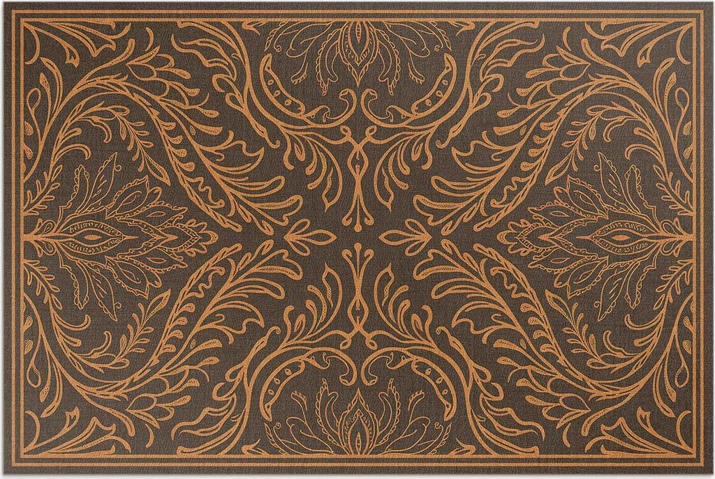 Lineare Pflanzenornamente, Vintage-Jugendstil – Vinylteppich – 80x120 cm – Outdoor Teppich – Terrasse – Wetterfest – Modern