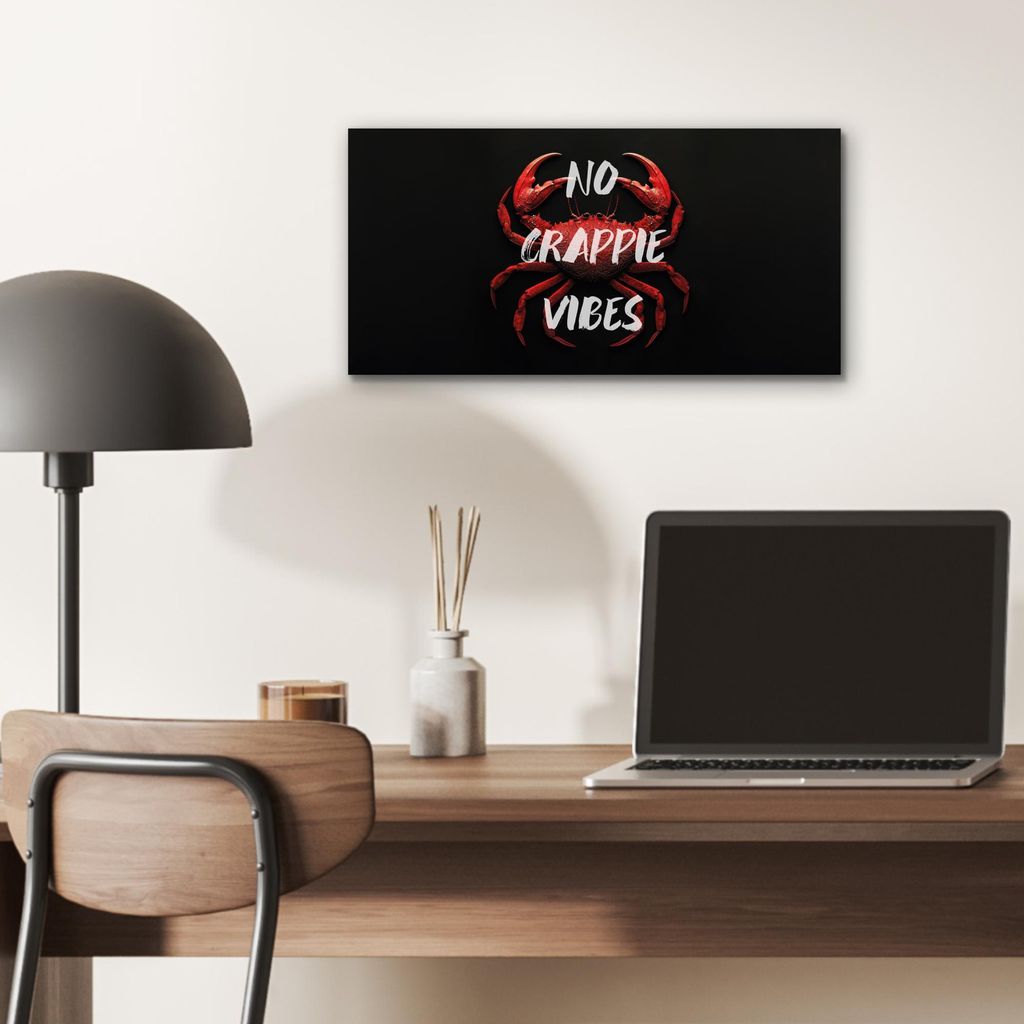 MuchoWow Wanddekoration Metall Metallbild Wandkunst 40x20 cm Krabbe - Rot - Text - Schwarz MuchoWow Aluminium Gemälde - Bild - Aluminium
