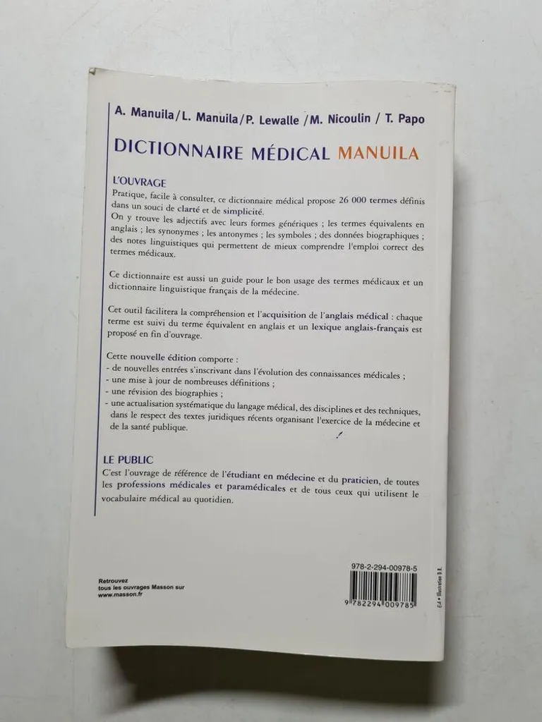 Dictionnaire médical Manuila version complète pour révision et études - 2