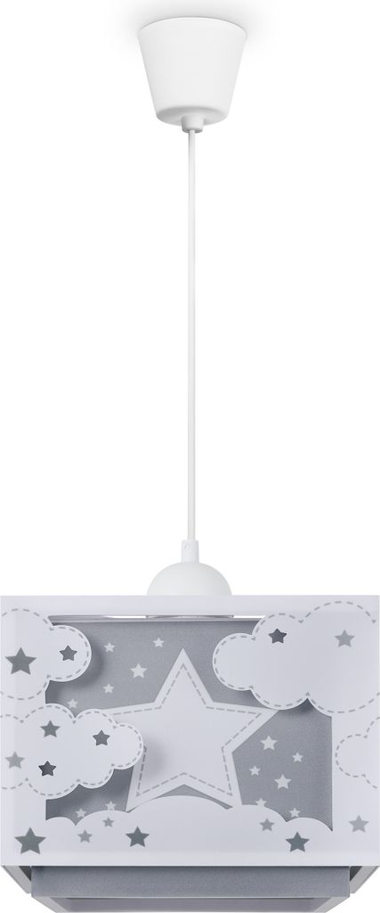 Kinderzimmer Hängelampe Lampenschirm Stoff Regenbogen Stern Löwe Dino Mond