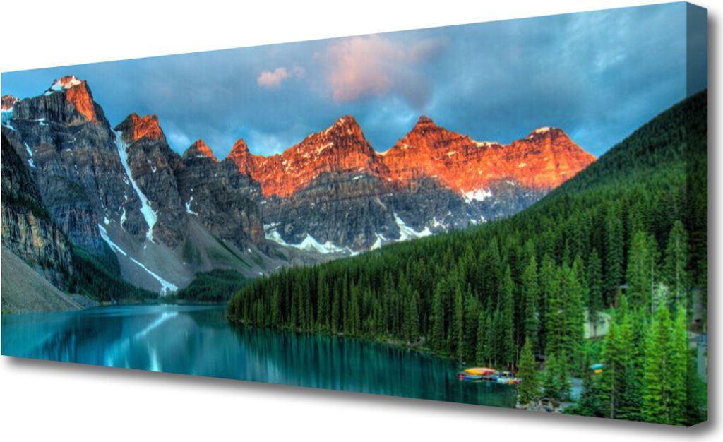 Tulup Leinwand-Bilder 125x50 Wandbild Canvas Kunstdruck Gebirge Wald See Landschaft