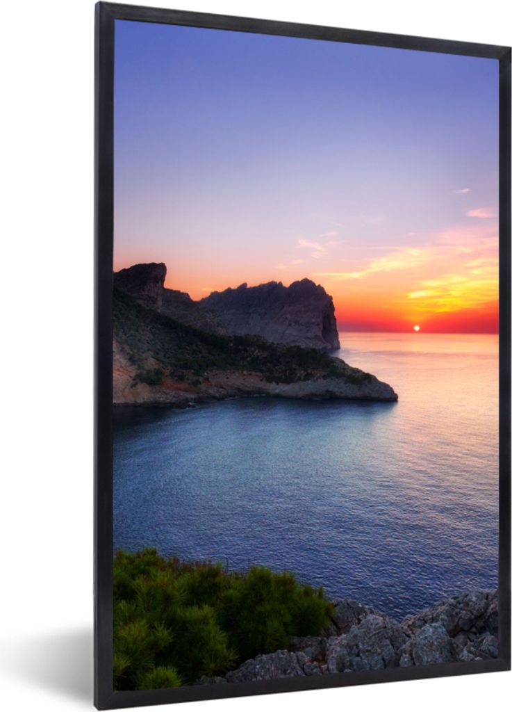 MuchoWow Gerahmtes Poster Meer - Felsen - Berge - Natur 40x60 cm - Poster mit Schwarzem Bilderrahmen Wandposter Rahmen Foto Bilder - Papierdruck ...