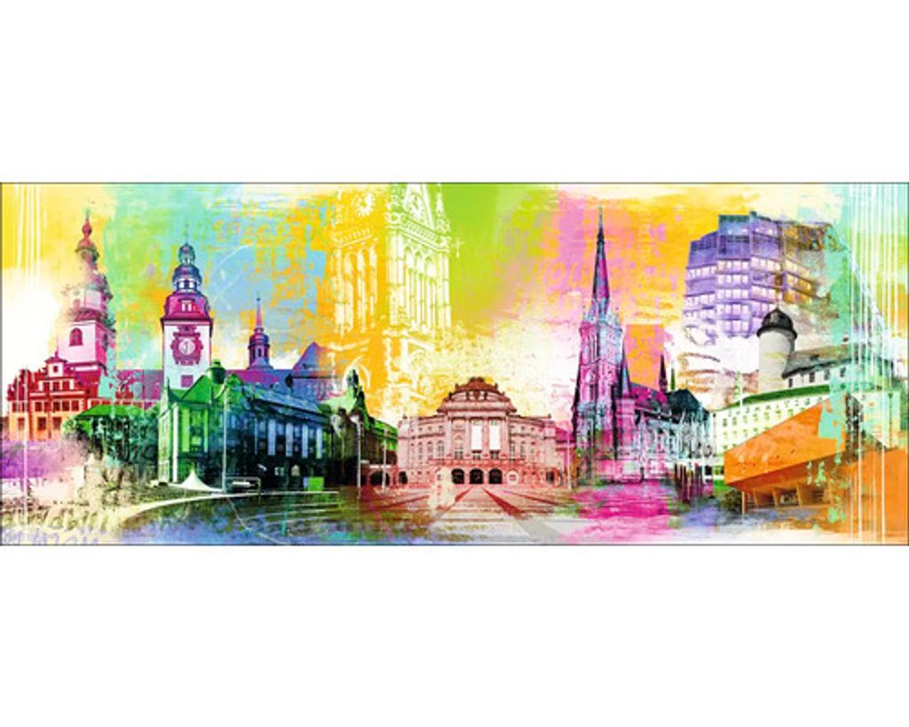 Glasbild Chemnitz Wahrzeichen II 125x50 cm