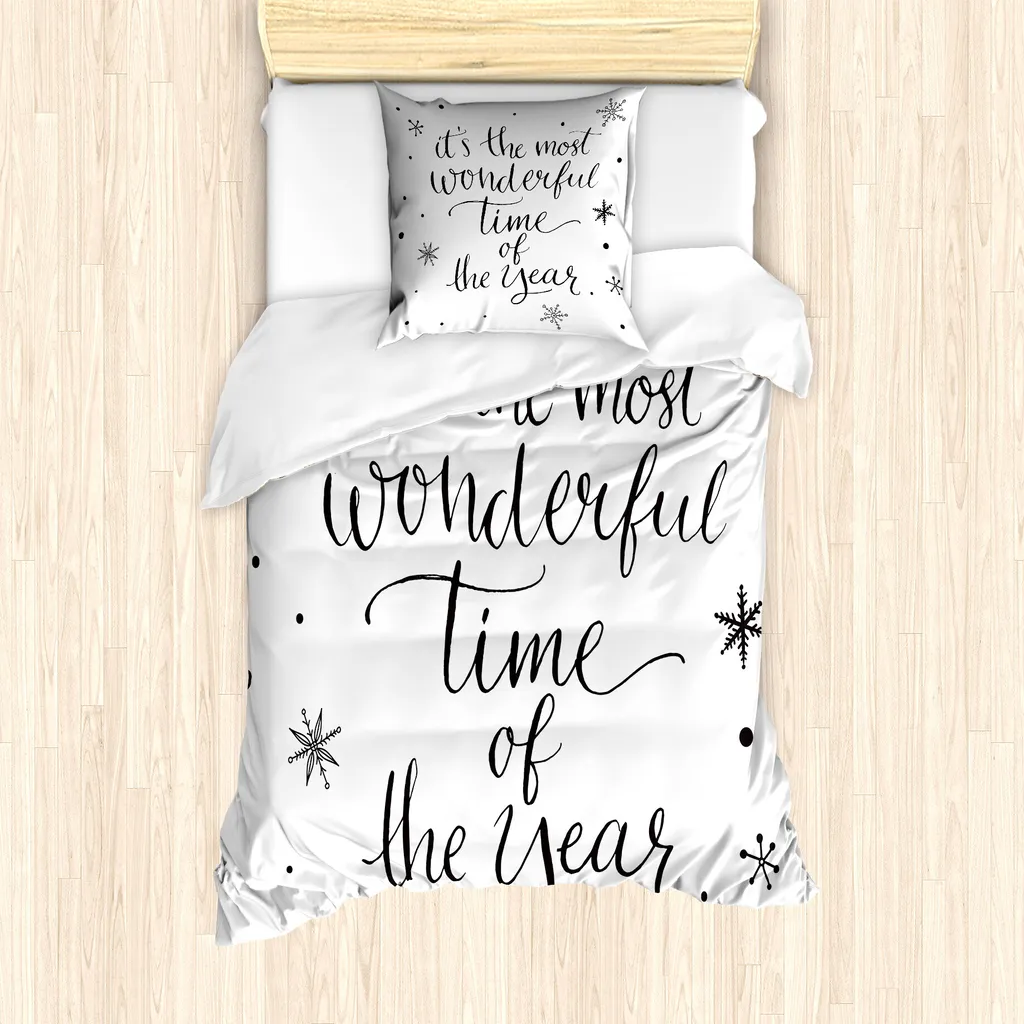 Set Copripiumino ABAKUHAUS Christmas Cheer 135x200 Bianco e Nero