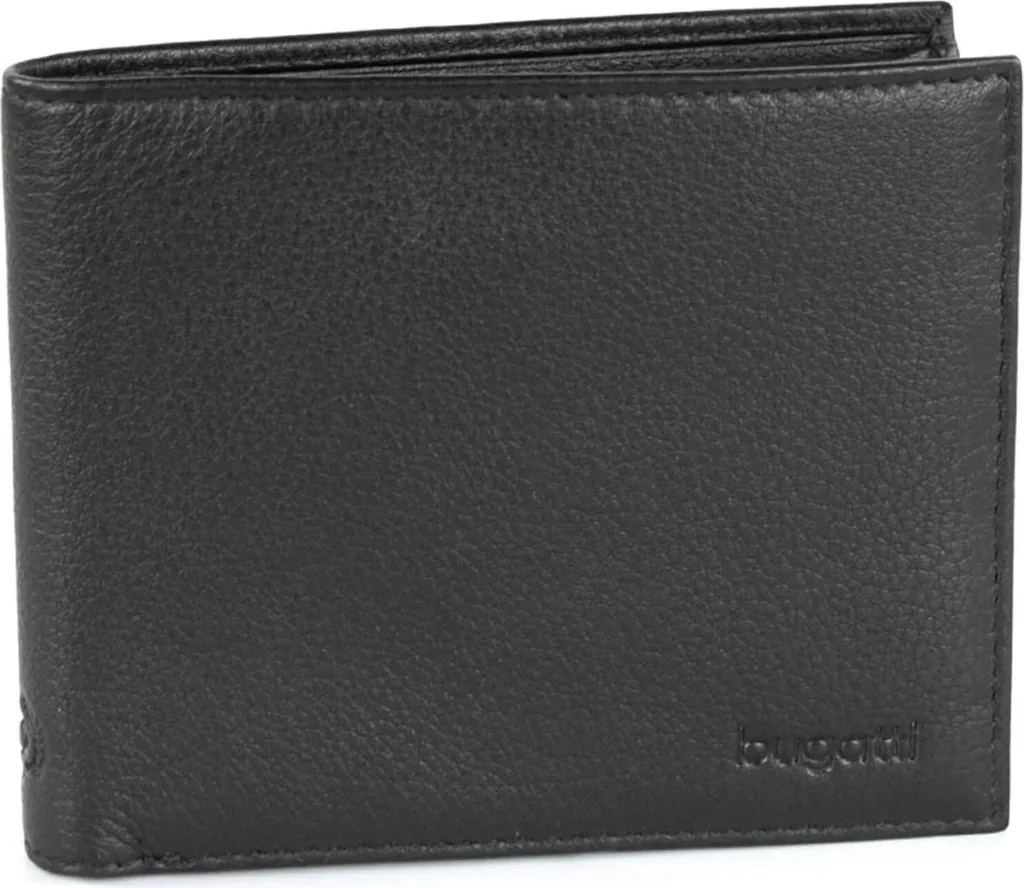 bugatti Portafoglio Sempre Coin Wallet 4CC Black - Vera Pelle Nera