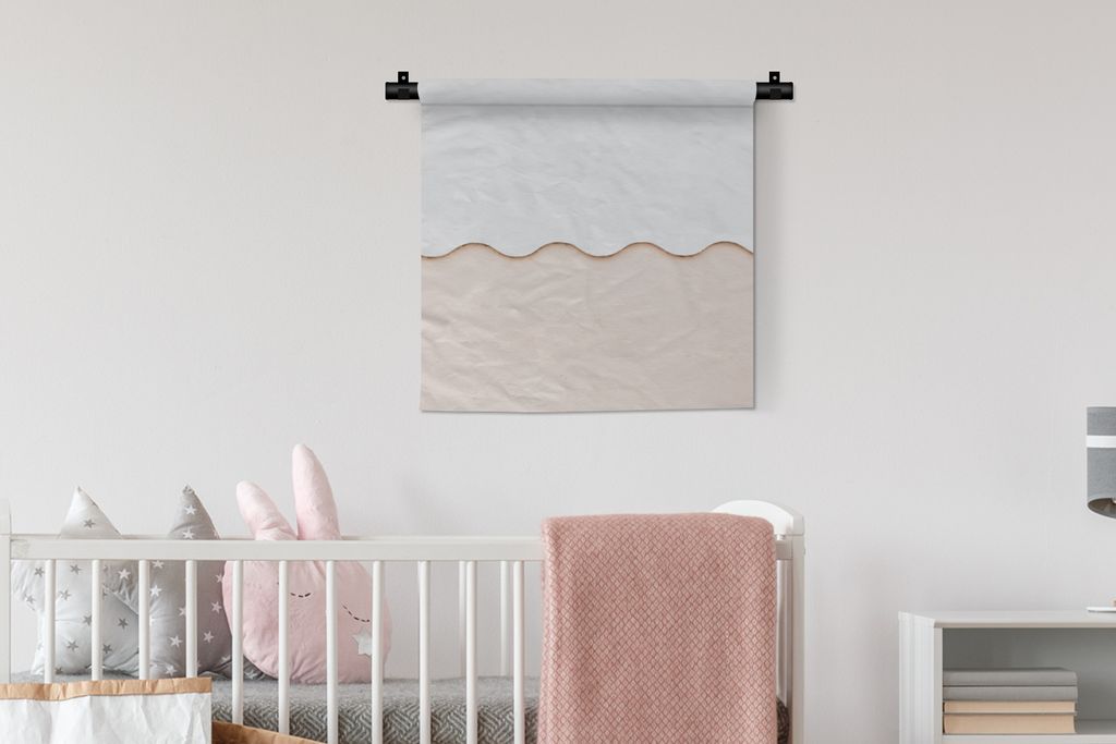 MuchoWow Wandteppich Wandbehang Sommer - Rosa - Wellen 60x60 cm Tapisserie Dekoration Wandtuch - Dekorationen - Wand Decke
