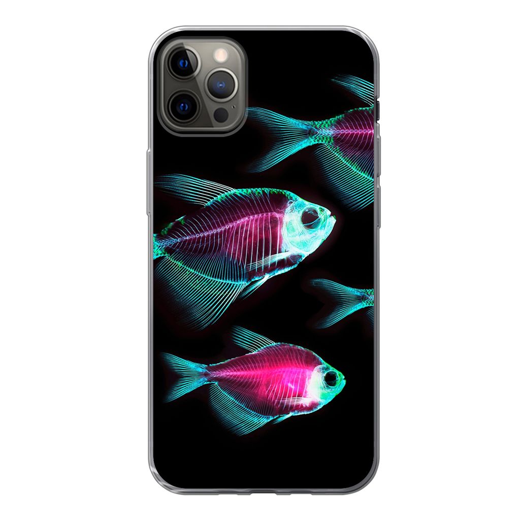 MuchoWow Handyhülle Schutzhülle Hülle für iPhone 13 Pro Max Fisch - Lila - Blau Silikon Softcase Handy Hülle - Mobiltelefon
