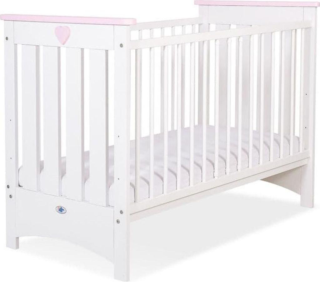 BABYBETT AUS HOLZ - Kinderbett - mit Bissschutz, 120x60 cm, weiß-rosa
