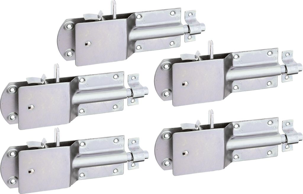 Alberts 841768 Sicherheits-Stallriegel, mit breitem flachen Griff, galvanisch verzinkt, dickschichtpassiviert, Platte 200 x 70 mm, Bolzen-Ø 15 mm,...