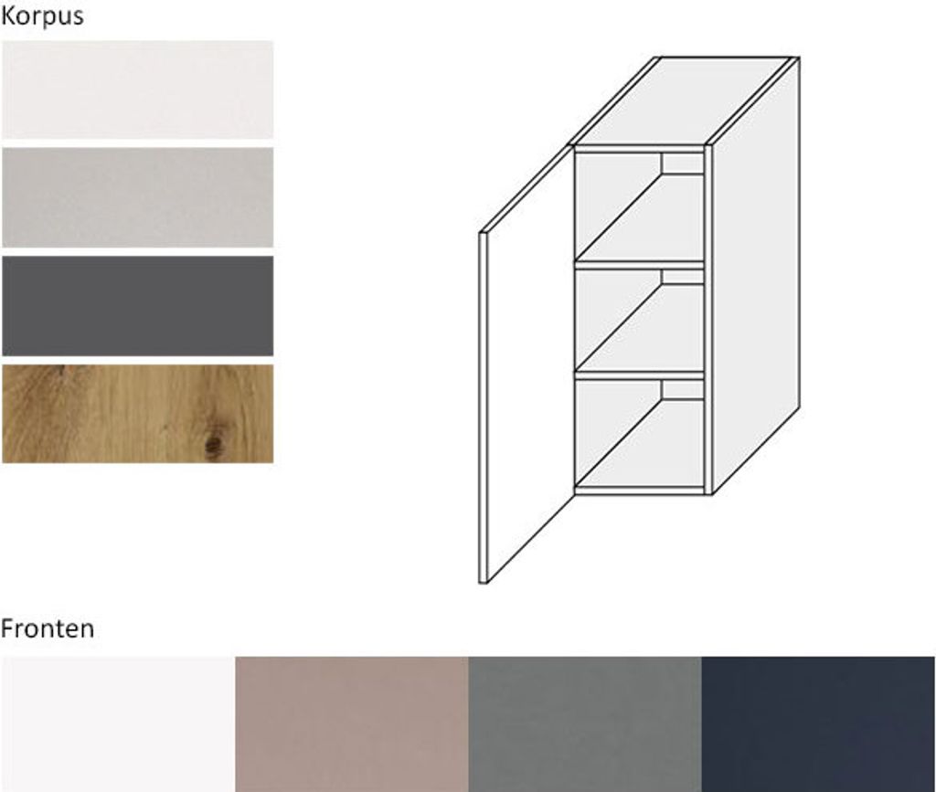 Hängeschrank BO-W2/30 Küchenschrank 1-türig 30cm Farbe weiß - marineblau (marine blue mat)