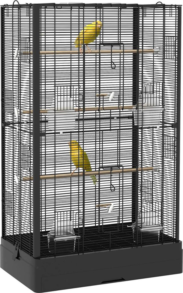 Klec pro ptáky - 61 x 36,5 x 98 cm - Dvířka, závěsy, Obrázek produktu 