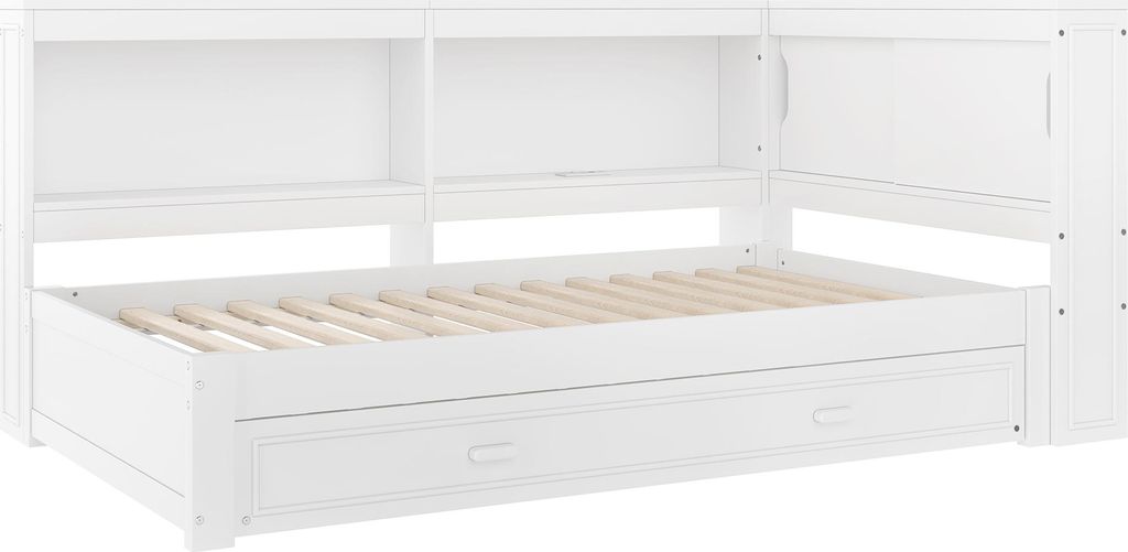 Flieks Schalfsofa Holzbett 90x200cm mit Ausziehbett, Produktbild 