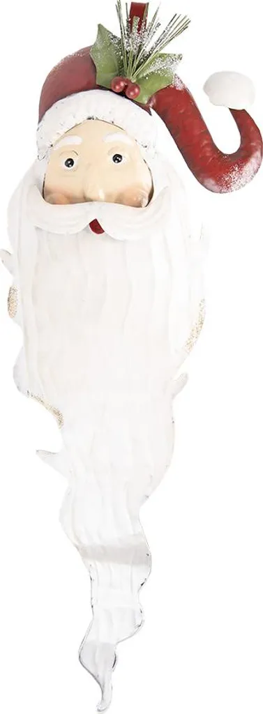Clayre & Eef Decorazione da parete Babbo Natale 30x10x79 cm Bianco Rosso Metallo