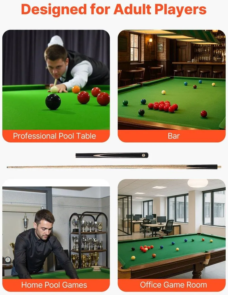 Queue de billard pour maison et bar avec étui de transport rigide