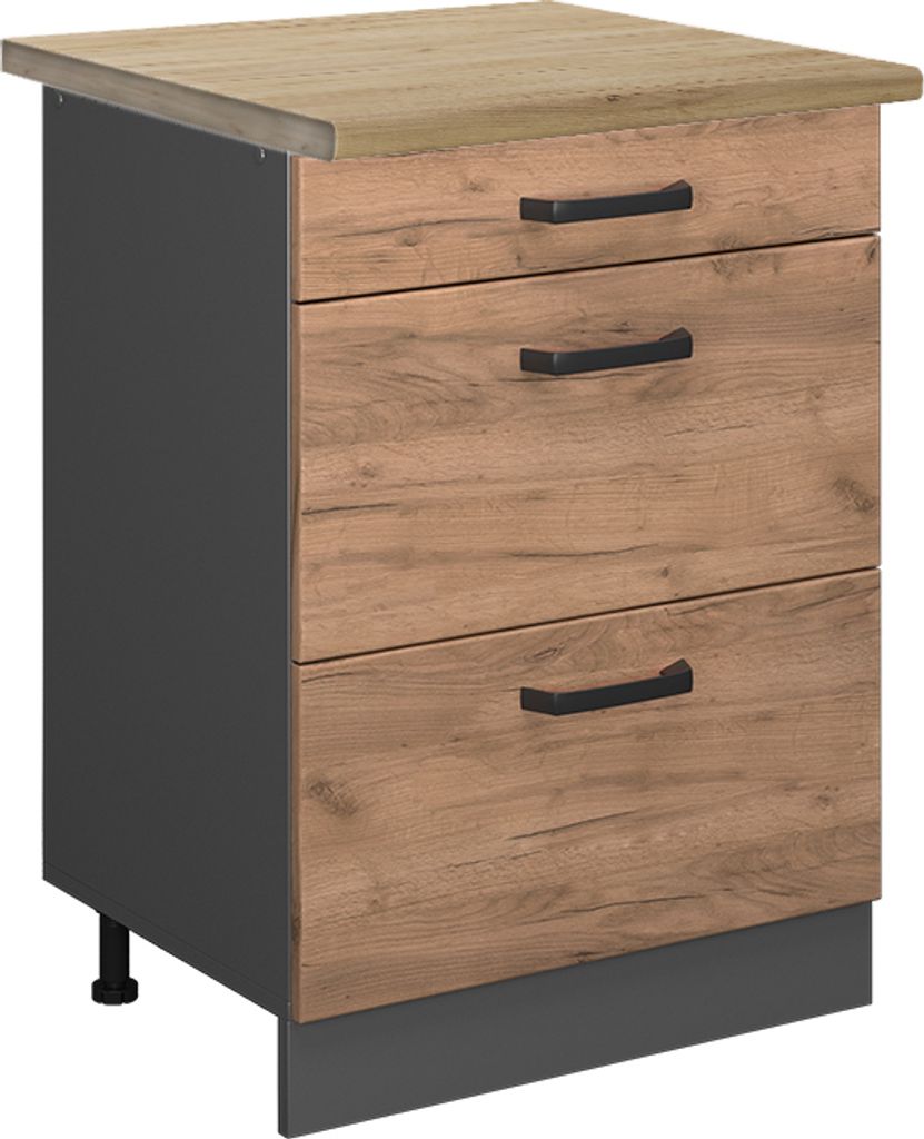 Küchenunterschrank Vicco R-Line Goldkraft Eiche 60 cm mit Produktbild 