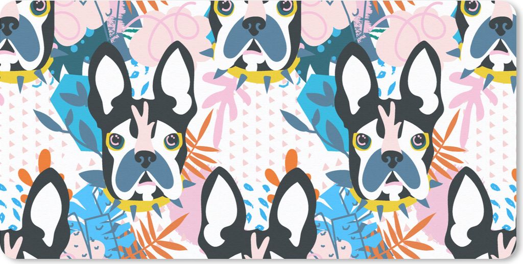 MuchoWow Schreibtischunterlage Muster - Hund - Pflanze - Jungen - Mädchen - Kinder - Kind 80x40 cm - XXL Mauspad - Gaming Mauspad