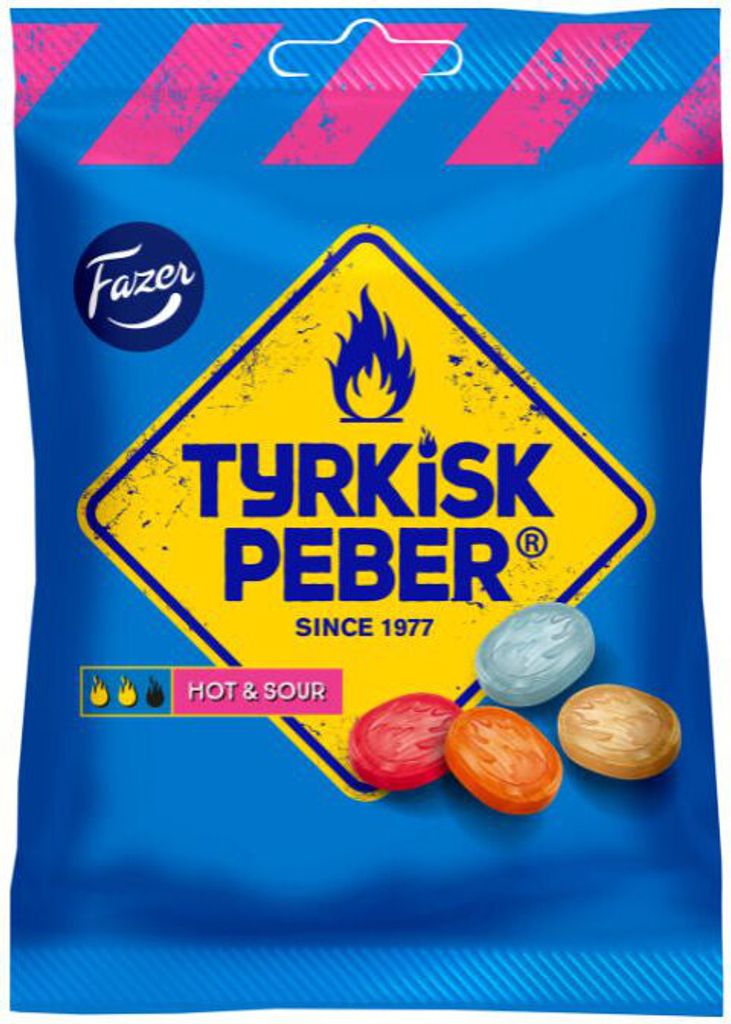 Fazer Tyrkisk Peber Hot & Sour 150 g / Fruchtdragee mit Salmiakkern