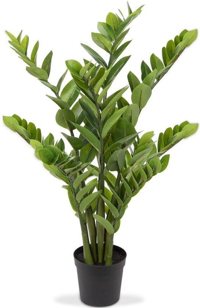 Kunstige Zimmerpflanze Zamioculcas 100cm, künstliche Pflanze in Topf für Wohnzimmer, Büro, Bad, Schlafzimmer, Geschenk für Hauswarming